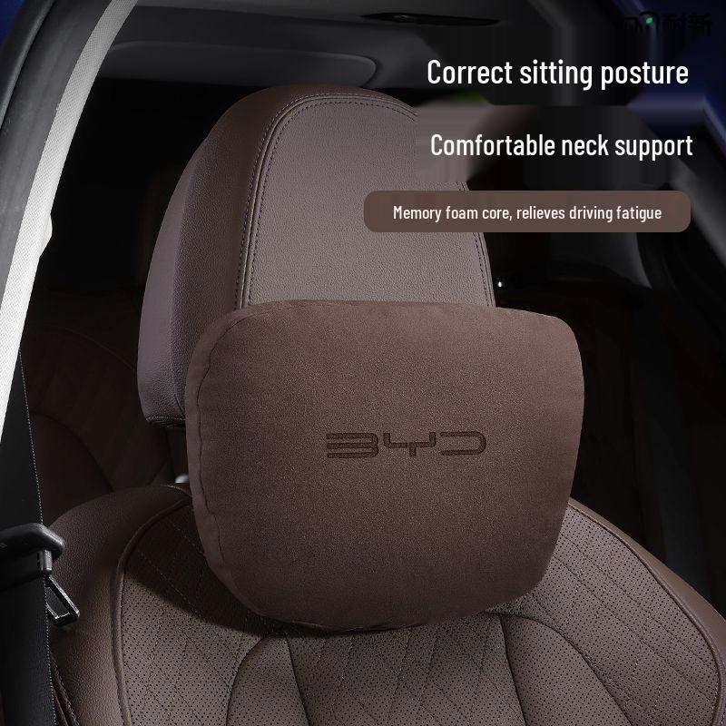 BYD Car Neck and Lumbar Support Pillow: Compatible with Plus, Qin Plus DMI, Han EV, Tang DM, and Dolphin models.