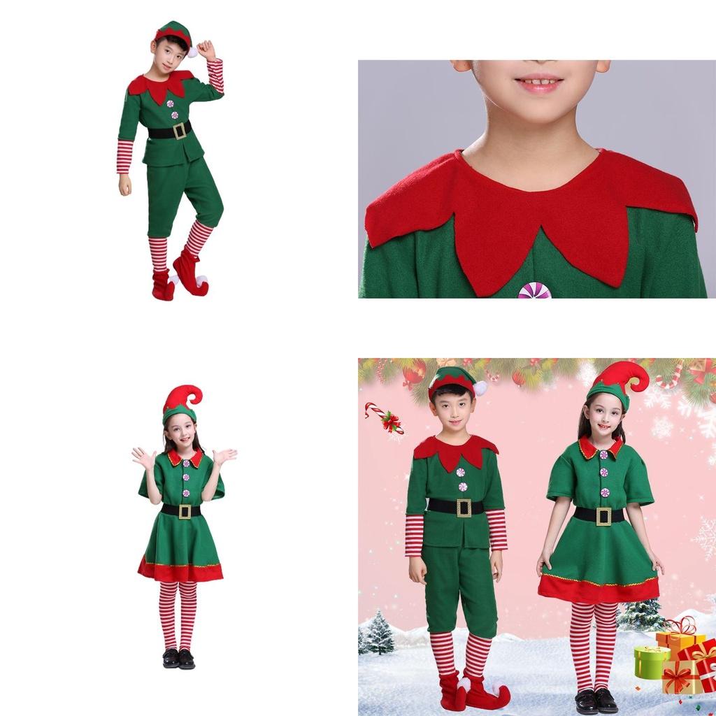 Vibrant Kids Christmas Elf Fancy Dress Outfit For Xmas Parties Role-play Fun