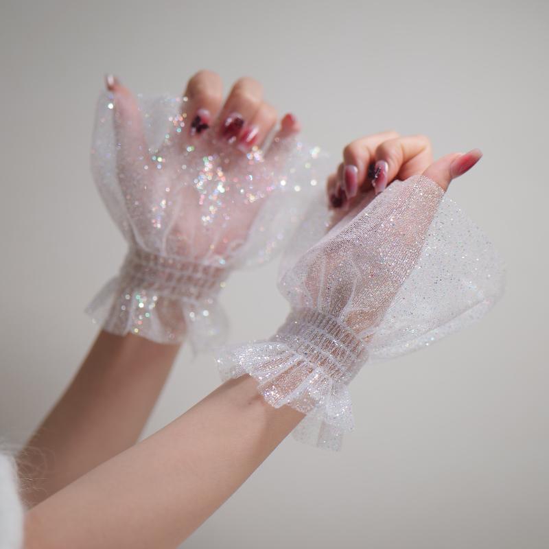 

1 пара Фото-рукавичка для манікюру Накладний манжет Сітчасті рукавички Блискучі Стрази Рукавички в стилі Лоліта Аксесуари для фотографування манікюру