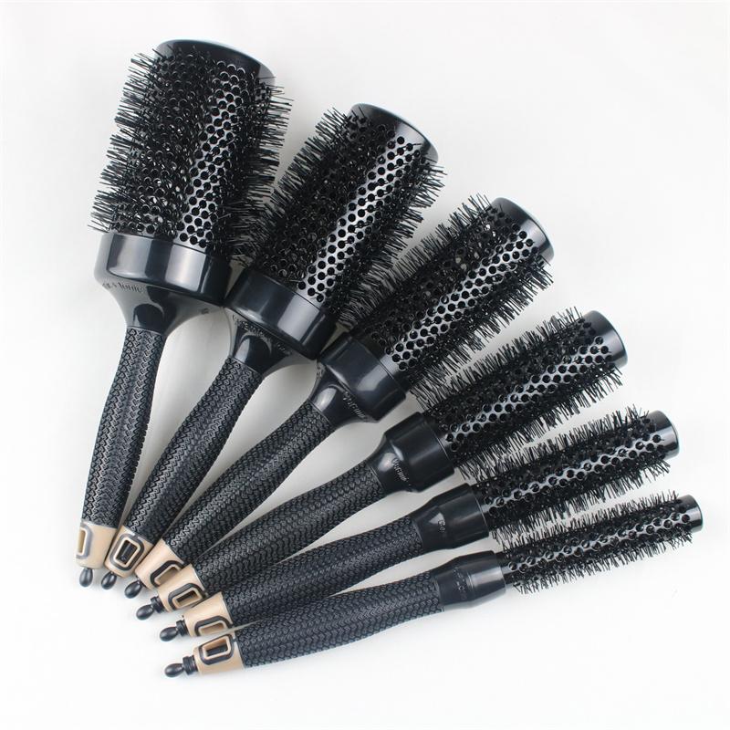 Professional 6pcs/set Black Boar Bristles Round Hair Comb Hairdressing Hair Curler Comb Anti-Static Barber Salon Styling Tools