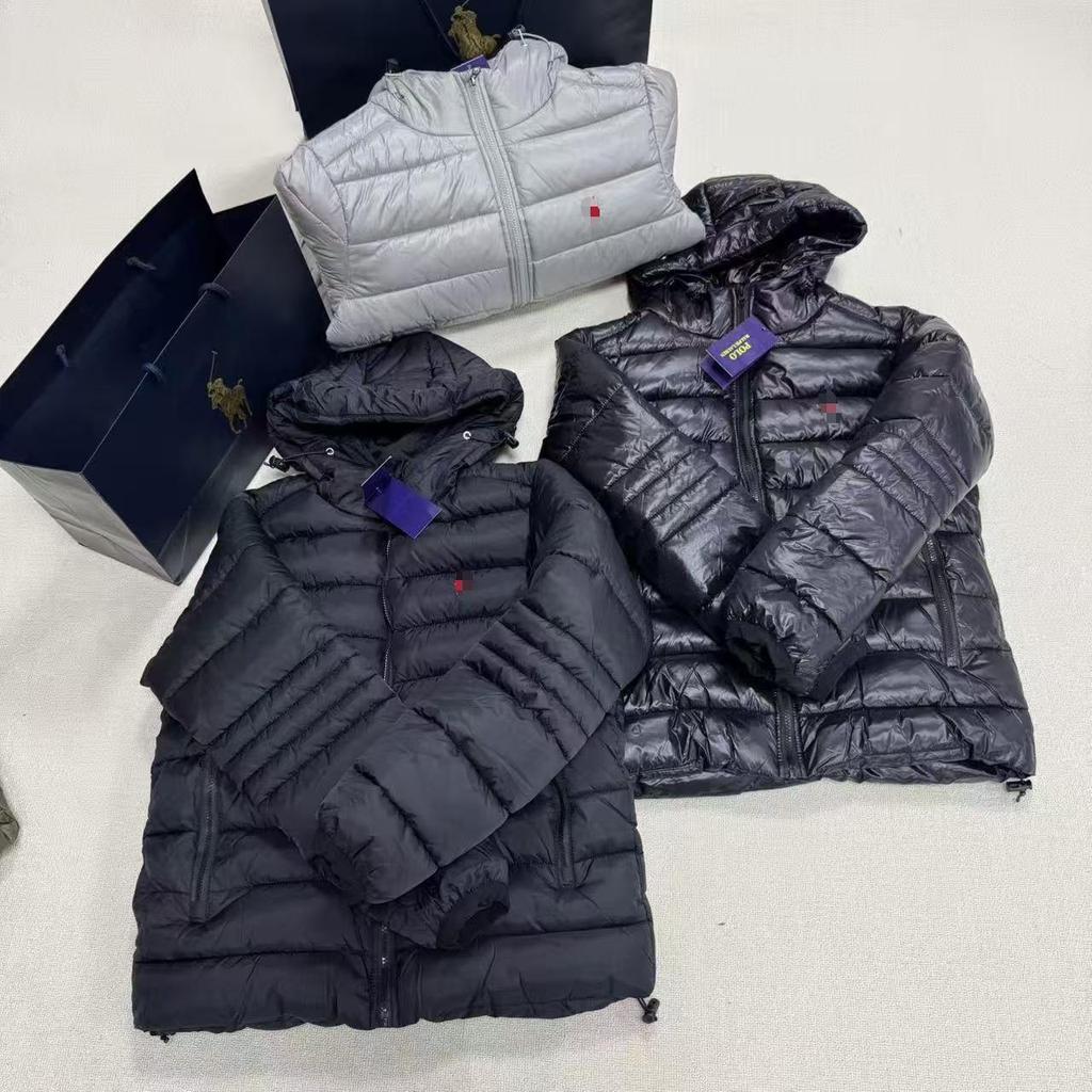 Ra La Klassische bestickte Polo-Pferd-Logo Kapuzen-Leichtbaumwolljacke