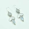 Rainbow Moonstone Gemstone Earring, Dangle Earring, Bezel Earring, Charm Jewelry, Handmade Earring, 925 Silver Earring