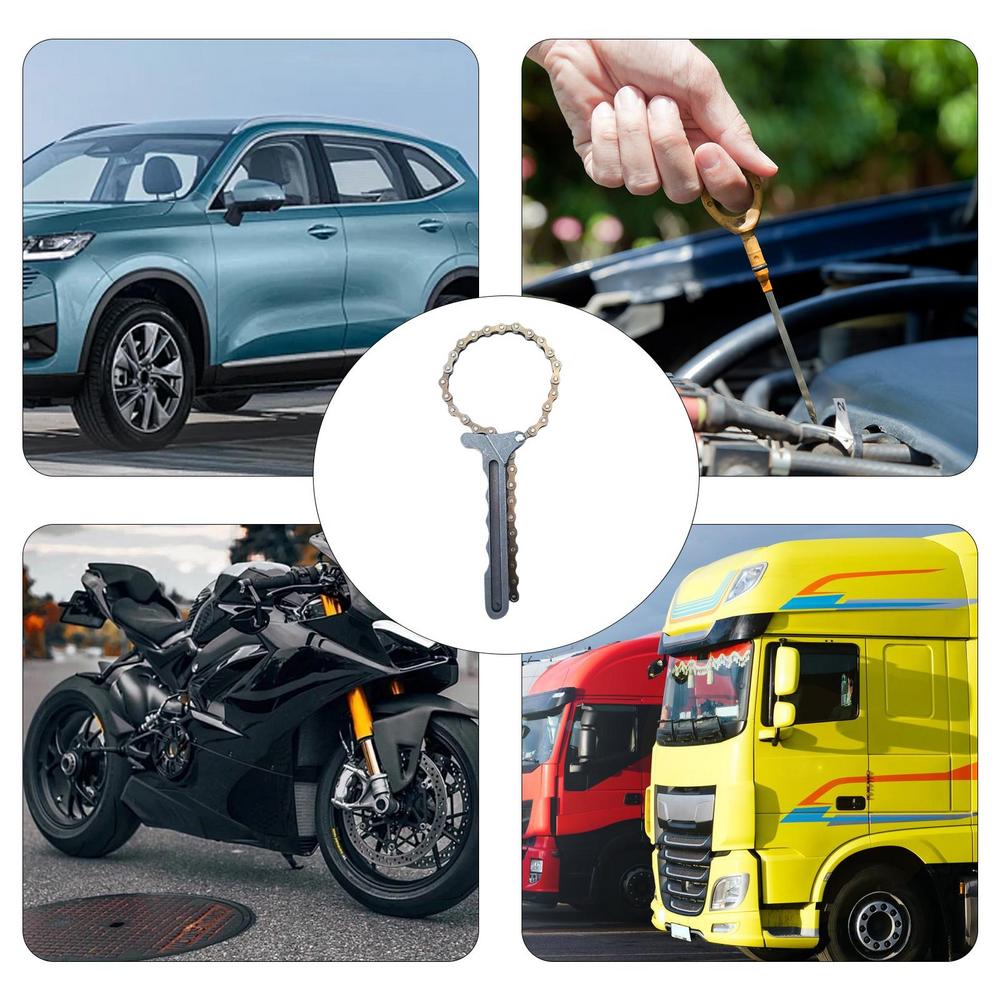 Oil Filter Chain Removal Tool Carbon Steel Chain Wrench For Pipe Fittings Adjustable Efficient Oil Filter Removal Car Repairing