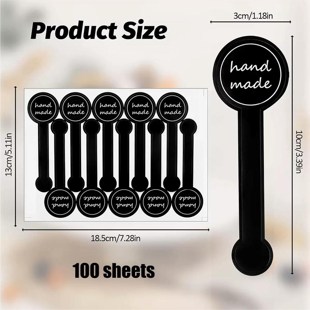 5/10/20/50/100 Sheets Thank You Handmade Seal Stickers Black Striped Long Labels Stickers for Packaging Gift Lollipop Bread