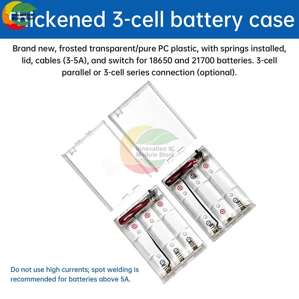 3 Battery Boxes In Parallel Series 21700 18650 Battery Box Transparent Frosted No Welding With Lid And Wire Headlight Power Box