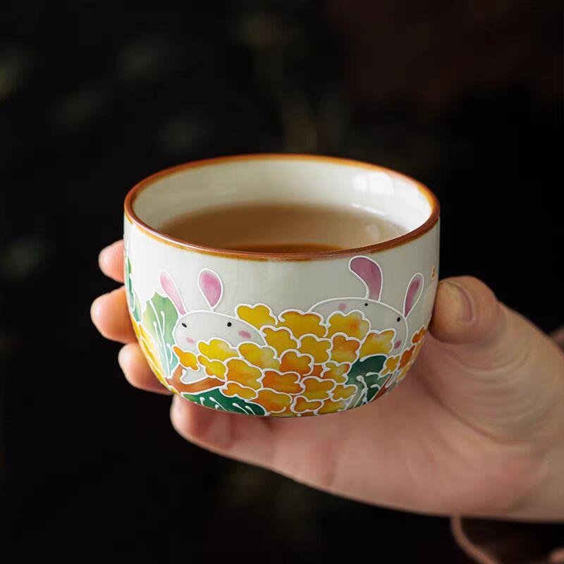 Ru Kiln Ceramic Master Cup Large Personal Tea Cup Can Be Raised Open Piece Tea Cup Tea Cup Tea Cup Kung Fu Tea Set