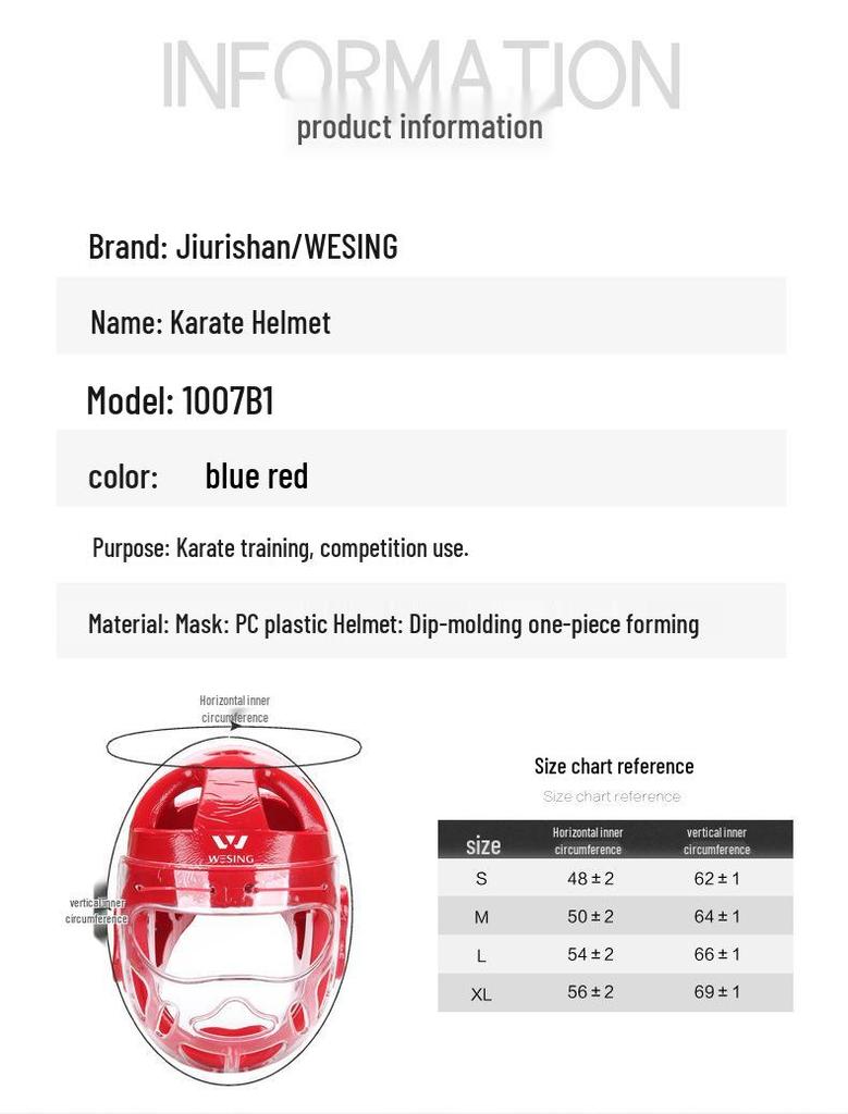 Jiuri Mountain Sports Karate & Taekwondo Helmet with Face Shield - Protective Gear for Training and Sanda
