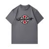 Men's 100% Cotton Crew Neck Short Sleeve T-Shirt, Retro Tribal Cross Graphic Print Casual Soft Breathable Summer Tee Top for Daily Street Wear