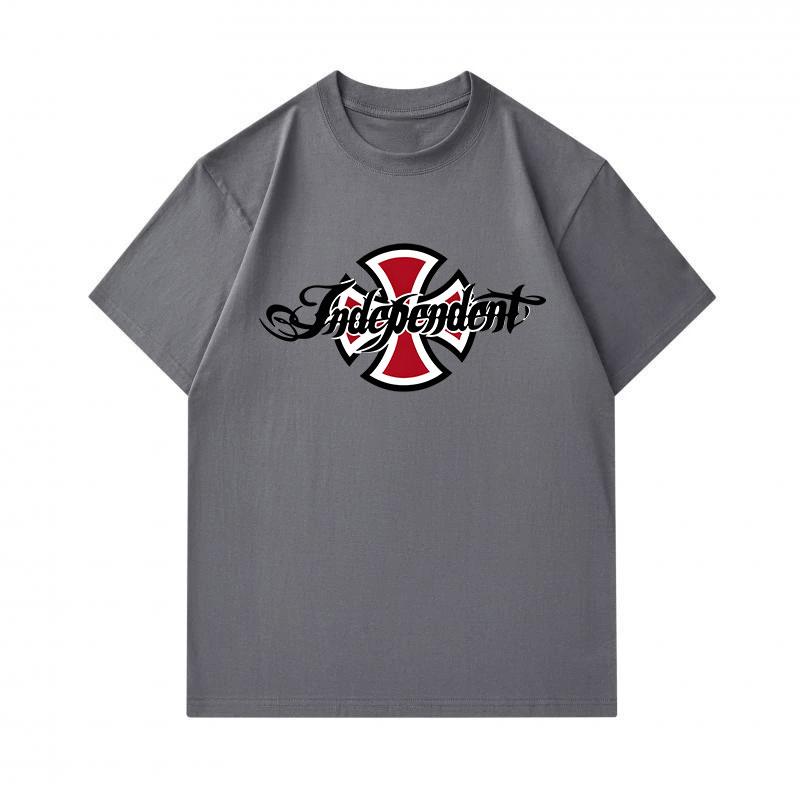 Men's 100% Cotton Crew Neck Short Sleeve T-Shirt, Retro Tribal Cross Graphic Print Casual Soft Breathable Summer Tee Top for Daily Street Wear