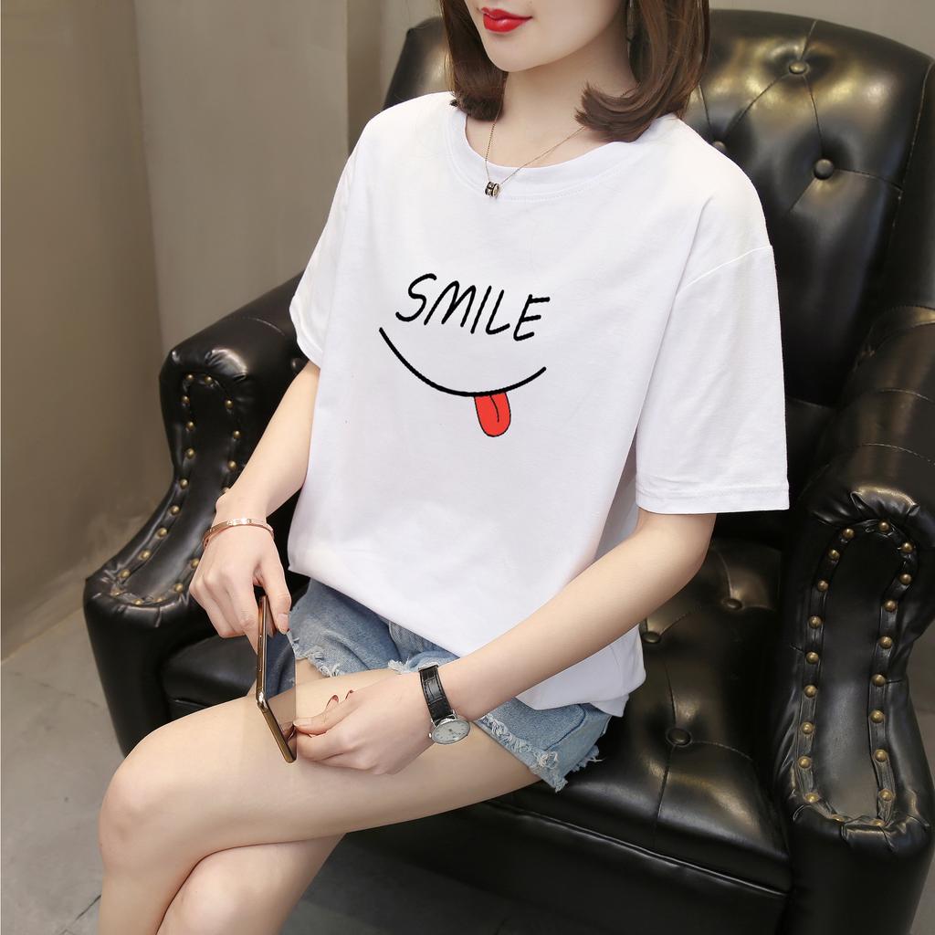Harajuku funny letter print Short Sleeve T-shirts Women Summer pure cotton Casual loose student T Shirt Women's Y2k Tops