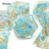 7 Pcs Green Resin Golden Number Sharp Edge Dice Polyhedral Dice Suitable for Role-Playing RPG  Board Game