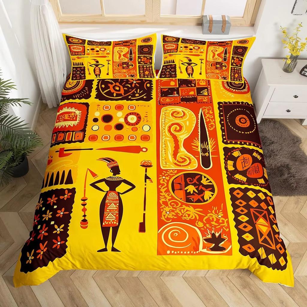 Tribal-Stil Daunendecken-Set Bettwäsche-Set 3-teiliges Bettbezug-Set