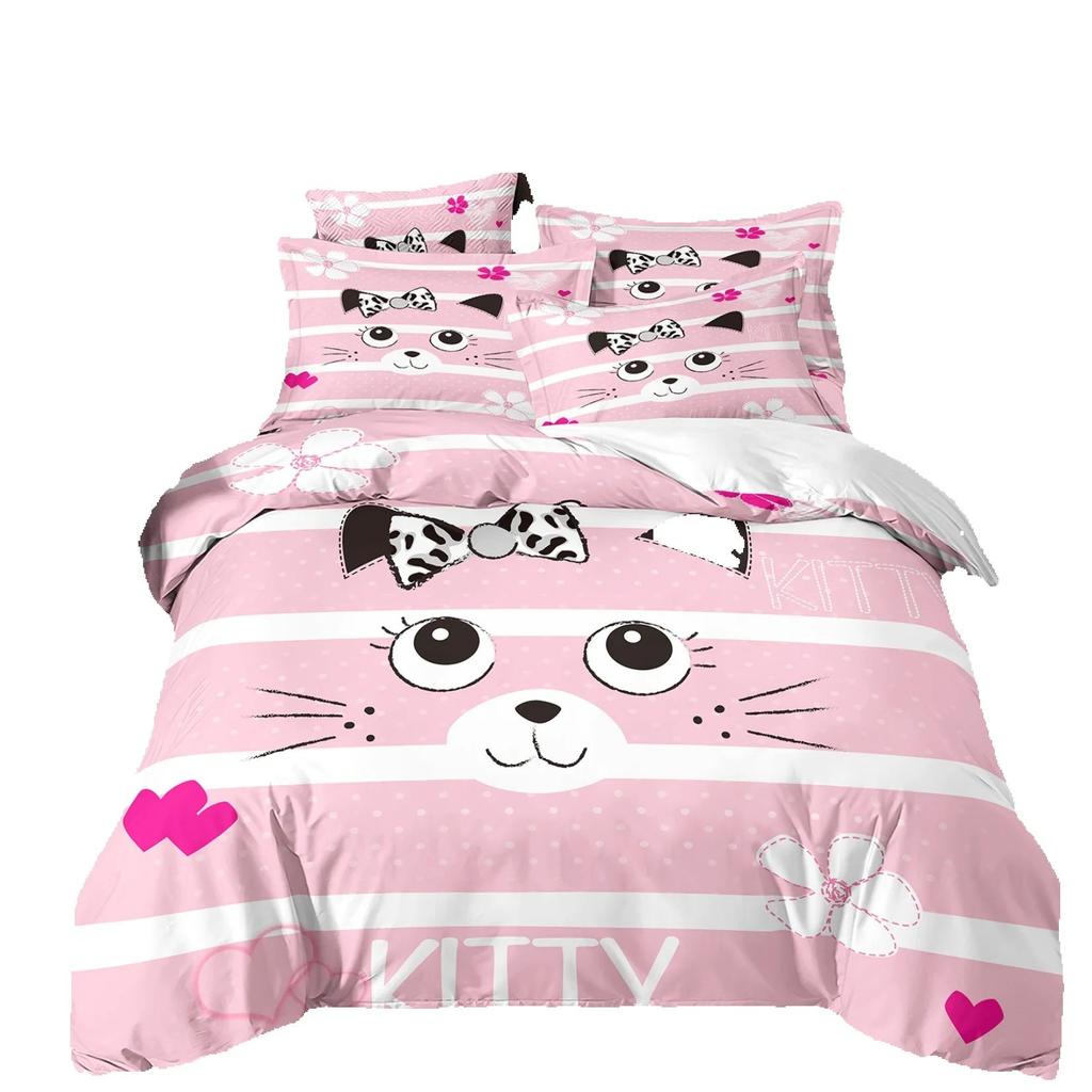3D Geprint Schattige Kitten Huisdier Kat Beddengoed Set Marie Kitty Kat Dekbedovertrek voor Meisjes Jongens Cadeau Kinderkamer Decoratie Twin Queen
