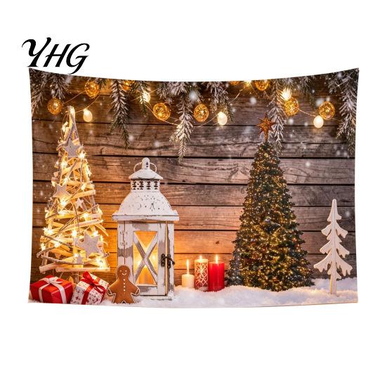 Festive Home Decor Tapestry Christmas Tapestry, Winter Snow Scene Backdrop, Xmas Tree Fireplace Decorative Fabric for Wall Hanging Bedroom Living Room