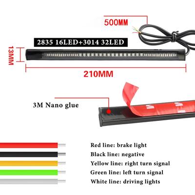 Motorcycle AutoTurn Signal Brake Tail Strip Tail Light 2835 3014 SMD Flexible Led Strip Stop Light 12v Car Accessories Universal
