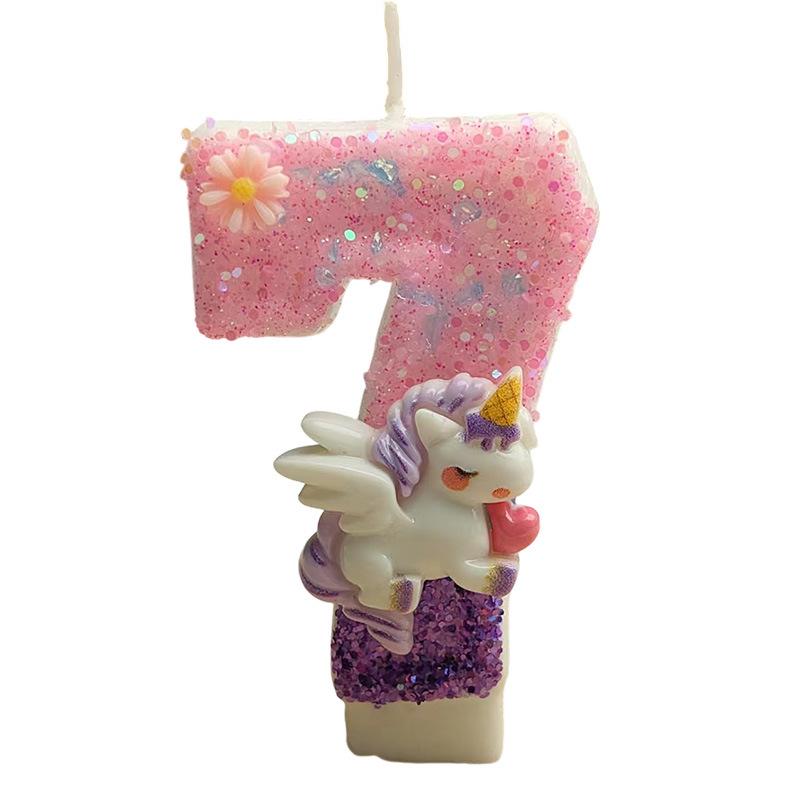 Creative Design Cute Cartoon Unicorn Birthday Candle Cake Atmosphere Birthday Decoration Candle Colorful
