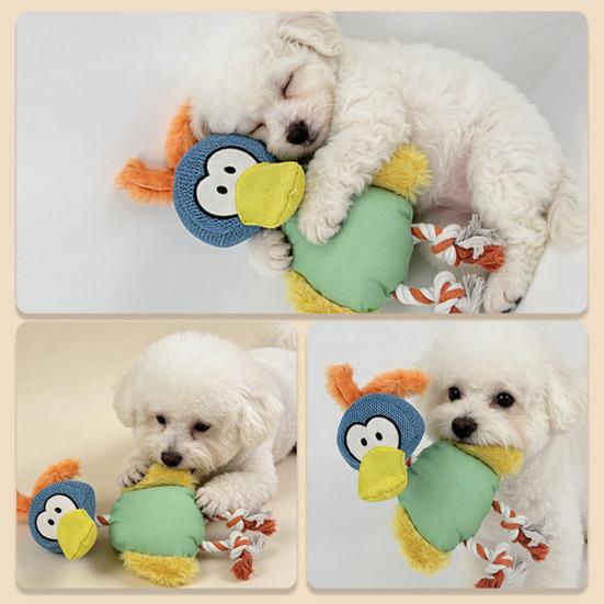 Soft Squeaky Dog Toy for Small Medium Large Dogs Stuffed Cartoon Duck Shape Dog Chew Toy Interactive Tug Toy for Indoor Play