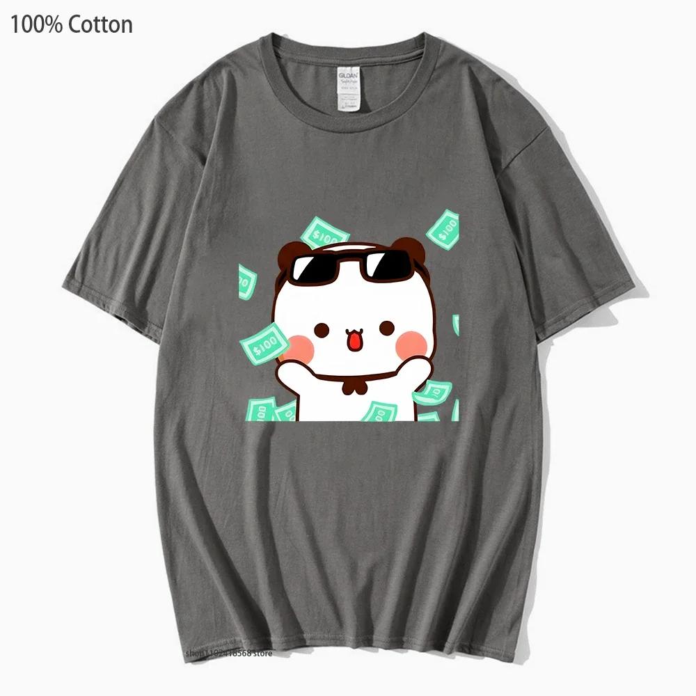Cute Bubu and dudu Is So Rich Millionaire T-Shirts for Men Women Couple clothes Cotton Tops Panda Bear Tees Casual