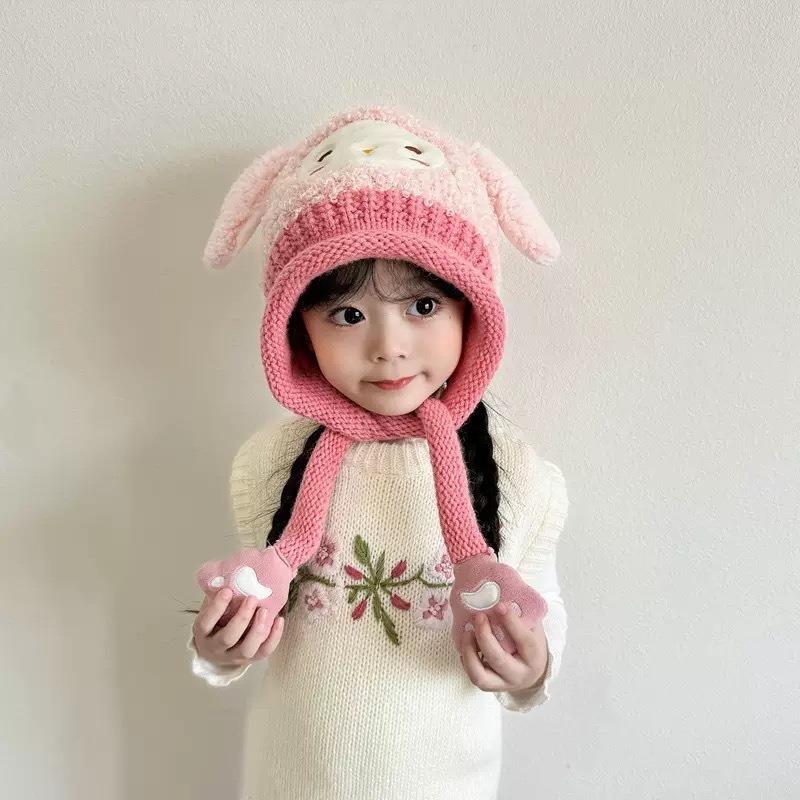 Winter Baby Hat Warm Boys and Girls Bald Hat Cute Super Cute Cartoon Children's Plush Ear Hat