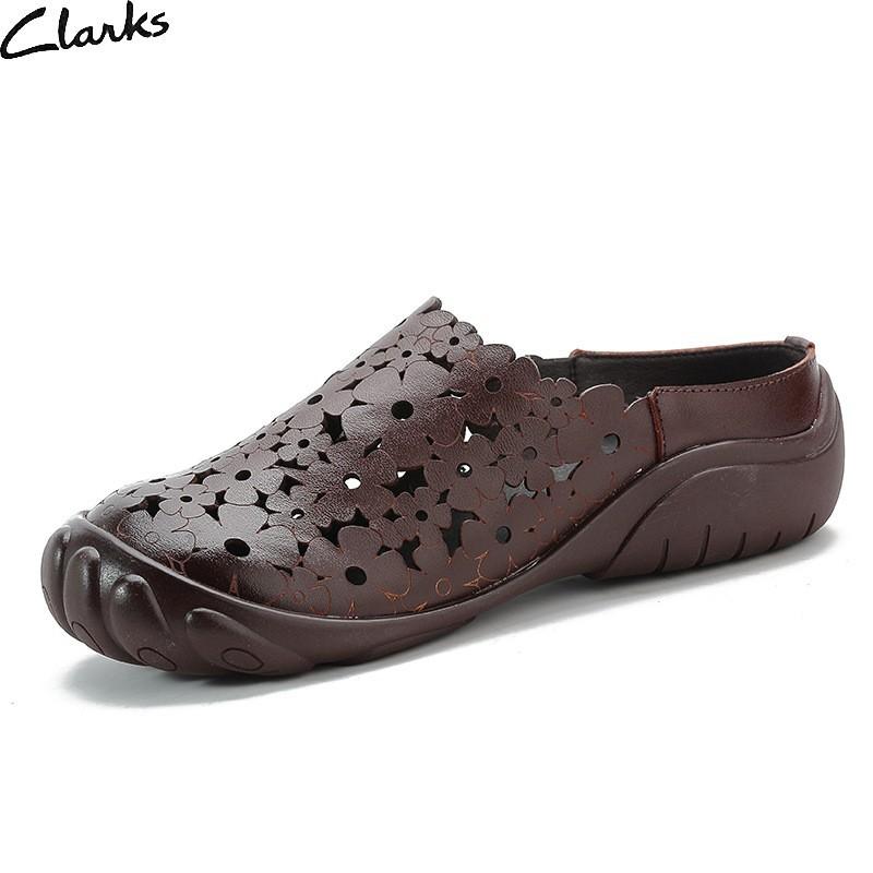 New Genuine Leather Breathable Casual Women's Sandals National Style Soft Sole Comfortable Breathable Slippers Hollow Mother's Shoes