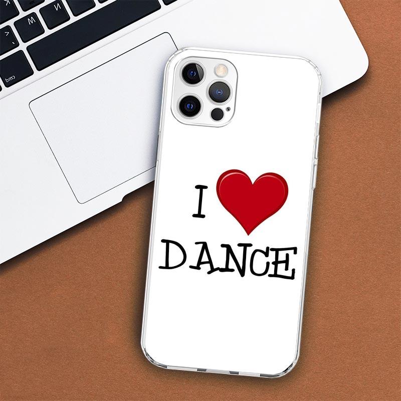 Ich liebe Tanzen Handyhülle für Apple iPhone 11 12 13 15 14 Pro 7 XR X XS Max 8 Plus + Mini SE Kundenspezifischer Druck Weiche Hülle