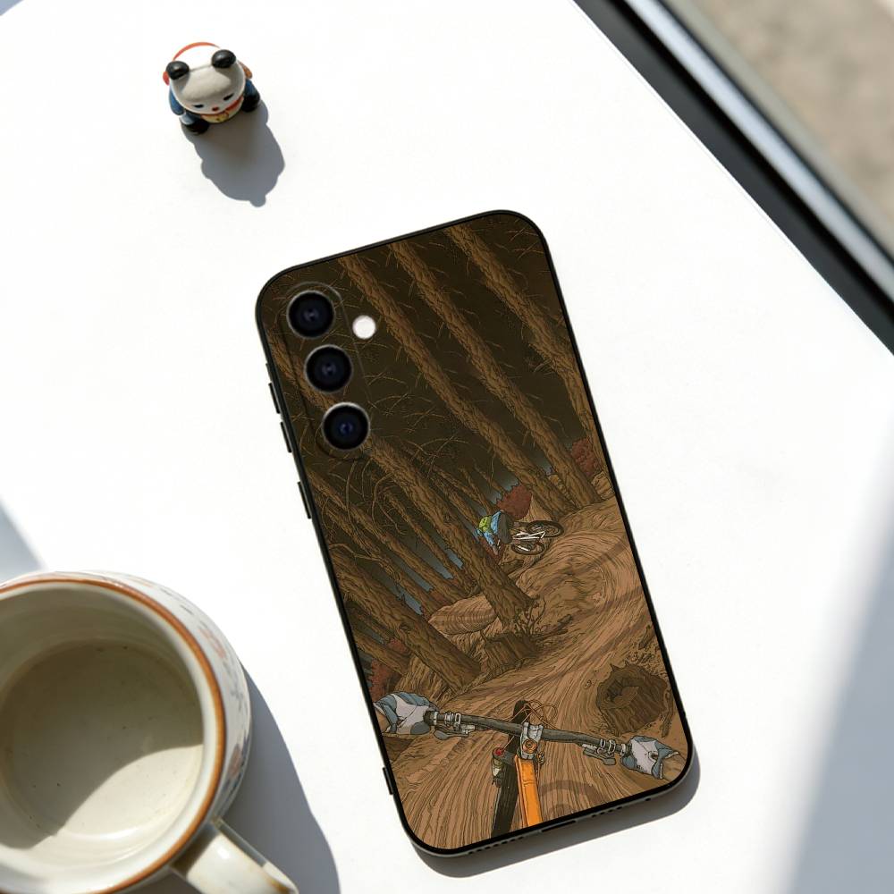 

Mountain biking Phone Case Black Silicone Soft For Samsung Galaxy A73,A72,A71,A70,A53,A52,A51 Samsung a51 4g