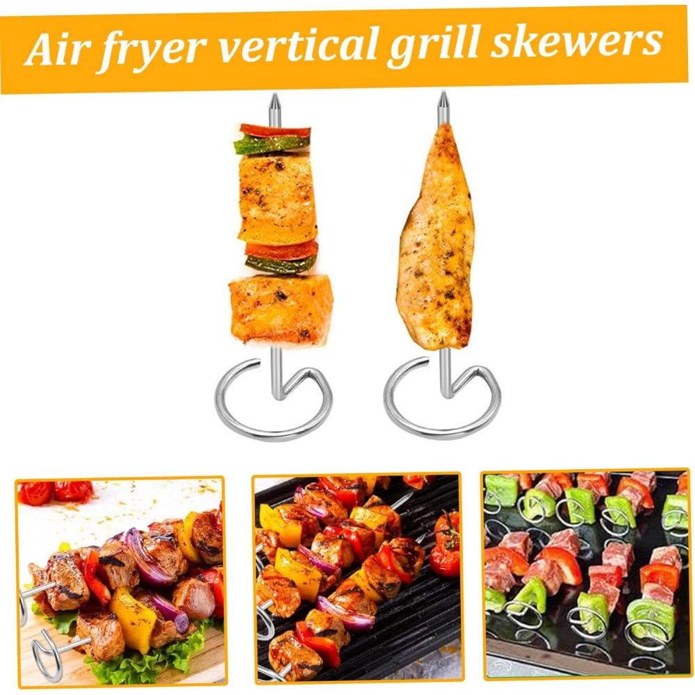 Metall Vertikaler Kebabspieß, Wiederverwendbares Edelstahl Heißluftfritteuse und Grillzubehör - Obst und Fleisch Vertikaler Kebabspieß