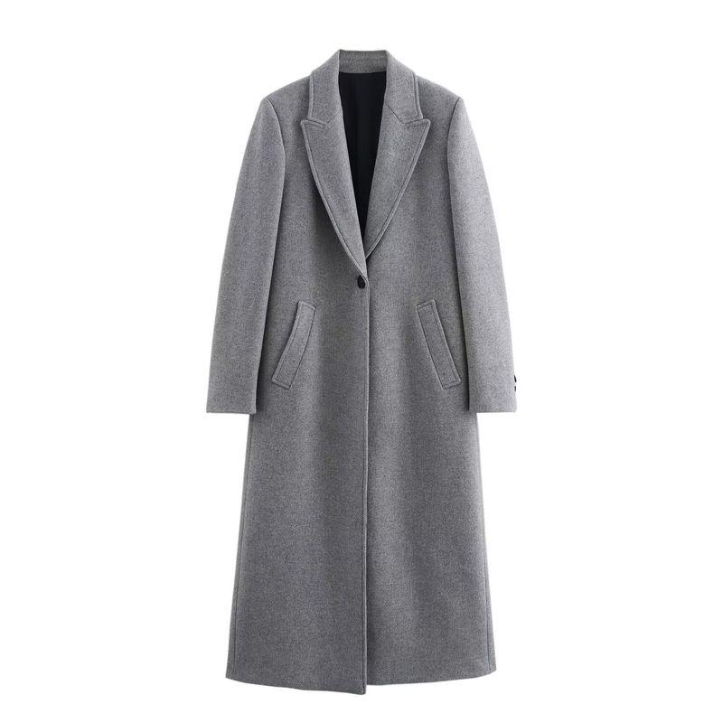 

Kaslead New Arrival Women s Fashion Style Blended Long Lapel Work Clothing Coat Outwear 9731147 Gray L