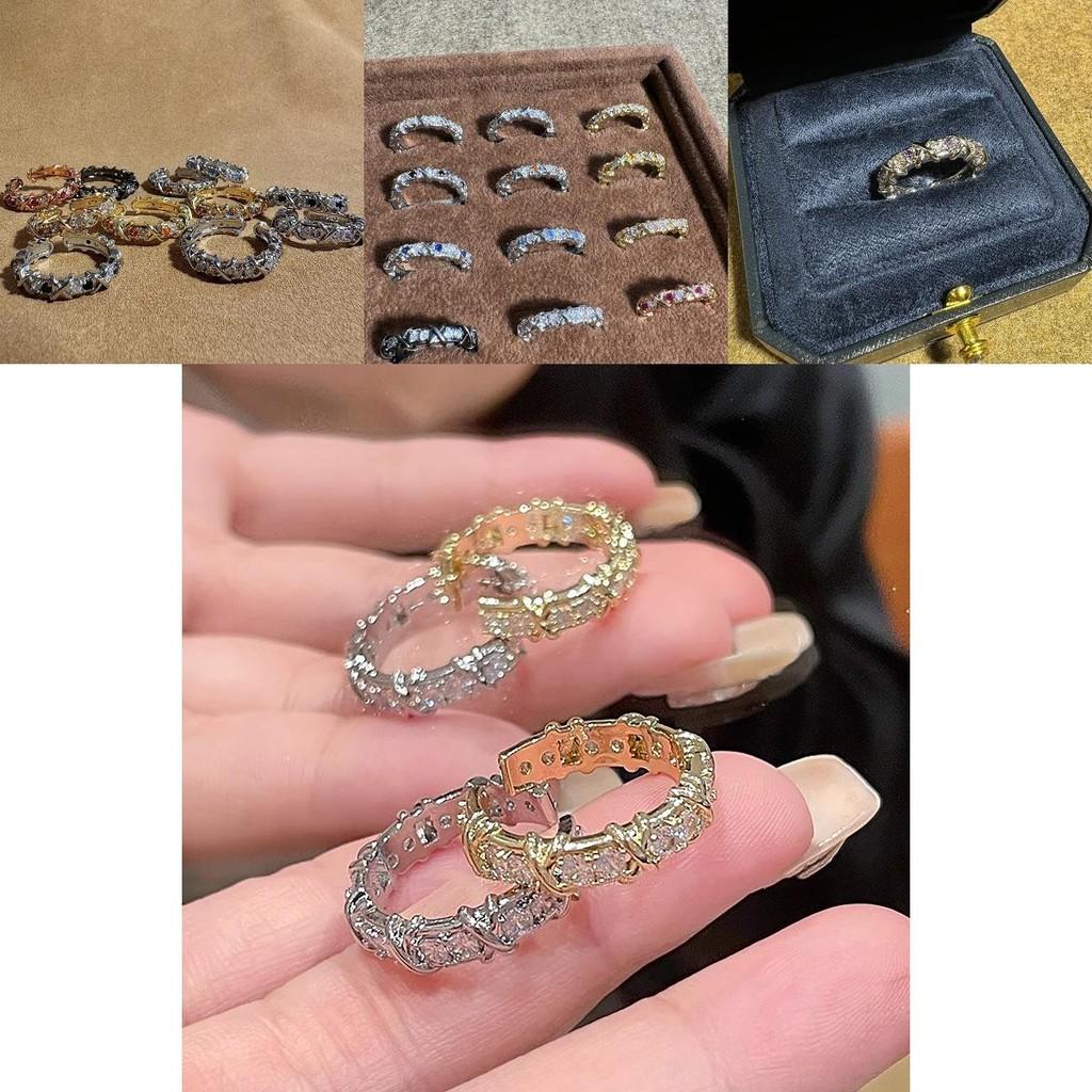 Stunning Colorful Zirconia Cross-style Copper Ring For Women With Elegant Design