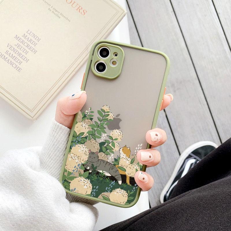 

Fashion Cute flowers Cat Phone Case For iPhone 15 14 Pro Max 11 12 Pro 13 Pro Max 8 7 Plus SE2020 XS XR X Shockproof Back Covers iphone 12ProMax