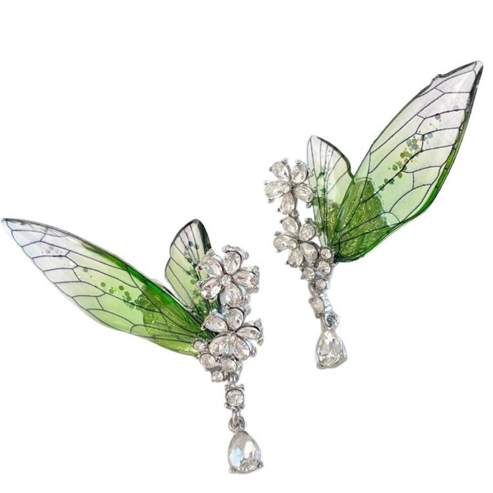 Shiny Butterfly Earrings Exquisite Wings Ear Clip Fashion Green Elf Ear Clip  Ladies