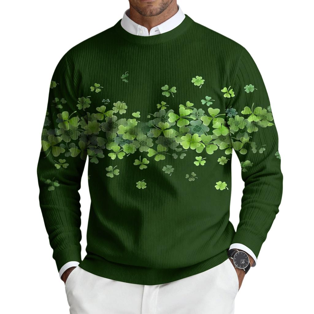 Men's Round Neck Long Sleeve Ribbed Knit Pullover