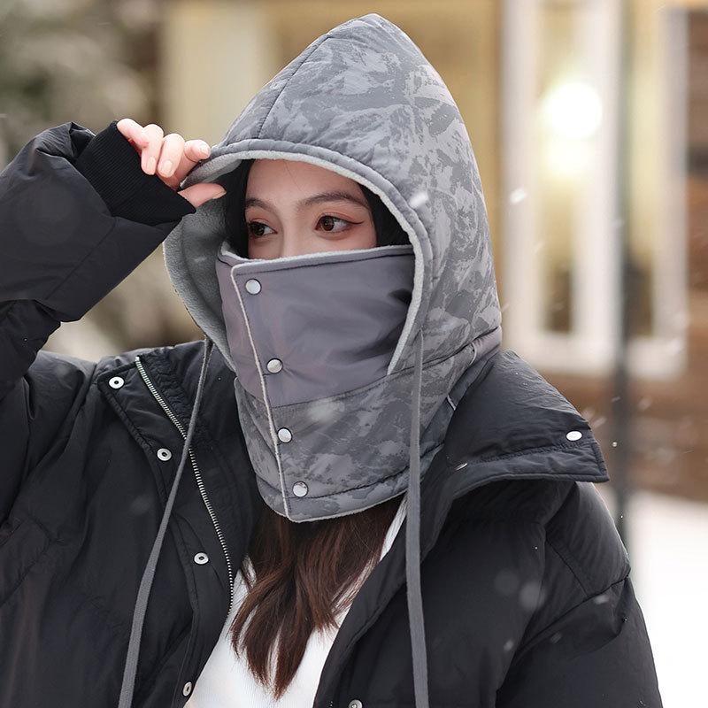 Fleece warm scarf one-piece women's winter wind and cold cycling mask outdoor camouflage ski cap