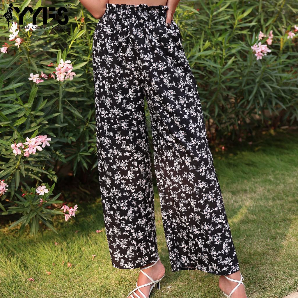 YYFS Women's Fashion Casual Floral Print Pants & Capris