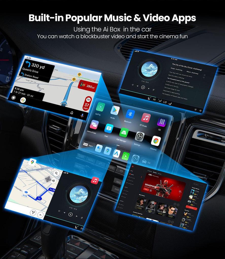 Wireless CarPlay & Android Auto Adapter 4+32G - Compatible with Car Systems for Smart Connectivity