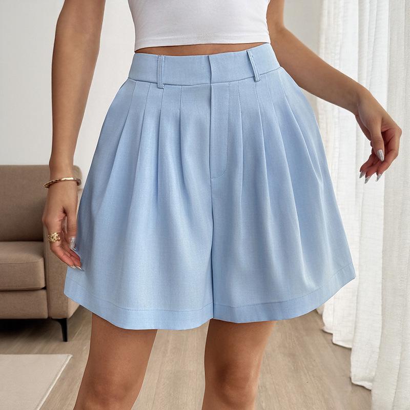 2026 New Summer Fashion Women s Wide-Leg Pleated Suit Shorts S