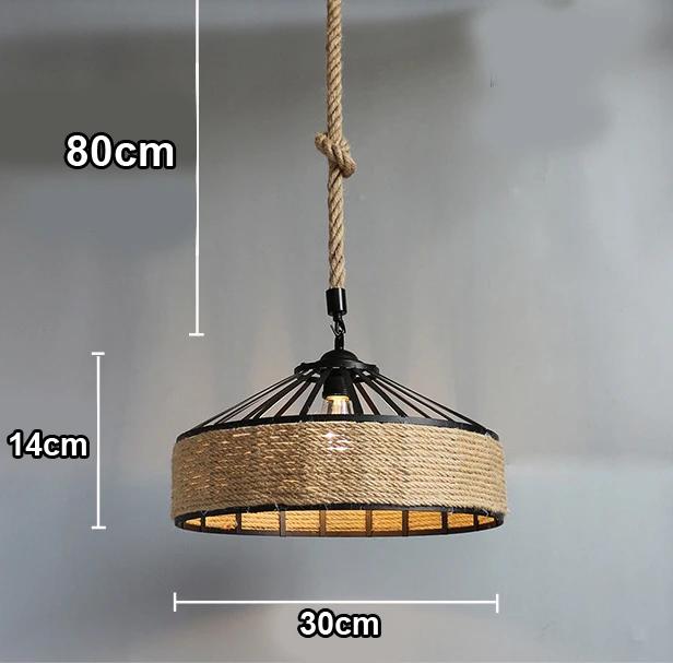 Spain Classical Sisal Rope Pendant Light E27 Hanging Lamp Retro Antique Industrial Lantern Chandelier Iron Candle Home Appliance