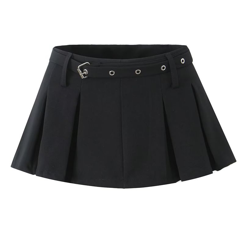 

Za New Fall Women s Clothing 2025 Fashion Style Fashion Retro Silm Mini Pleated Skirt with Ornament Black Safety Pants L
