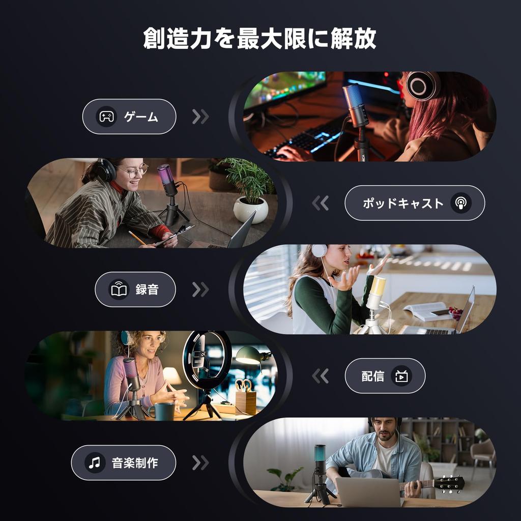 COMICA EJoy Uni S USB-Kondensatormikrofon mit KI-Geräuschunterdrückung, RGB-Beleuchtung, Geräuschreduzierung, Ein-Tasten-Stummschaltung, Ideal für Spielekommentare, Arbeiti