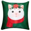 Decorative Merry Christmas Satin Cushion Cover 24 Inch X 24 Inch 5 Piece, Cusion Cover for Sofa 24"24 Set of 5, Cute Festive Animal