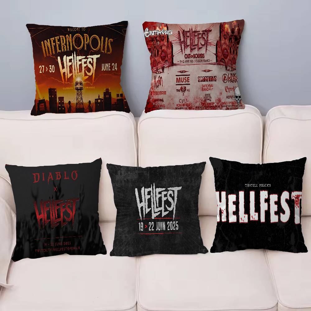 H-Hellfest Band Pillow Gift Home Office Decoration Pillow Bedroom Sofa Car Cushion CoverPillow Case