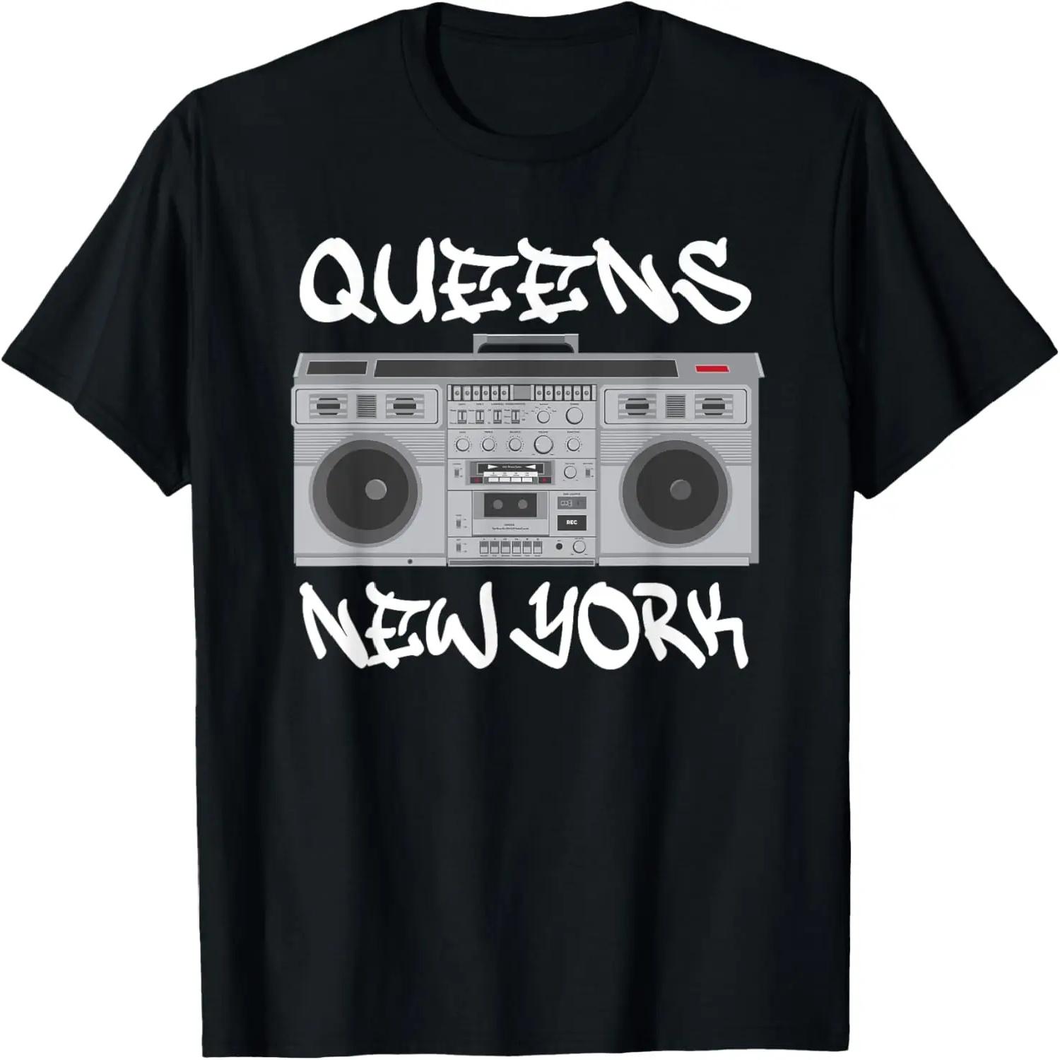 Queens New York Boom Box Graffiti Lettering T-Shirt XXXXL