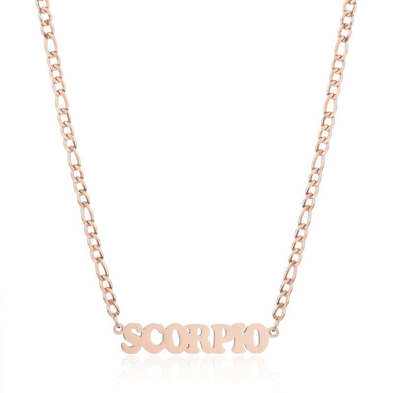 Gold/Silver/Rose Gold Color Twelve Constellations Stainless Steel NK Chain Pendant Necklace Female Jewelry 18+2in