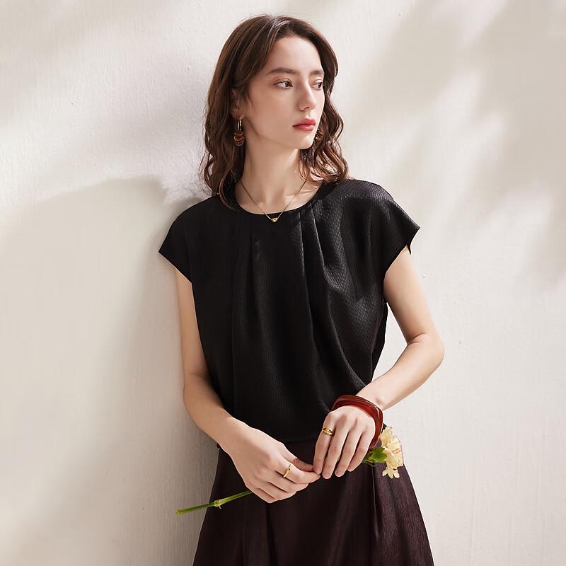 Zhaojun Women s Heavyweight Mulberry Silk Short Sleeve Top 3XL чёрный