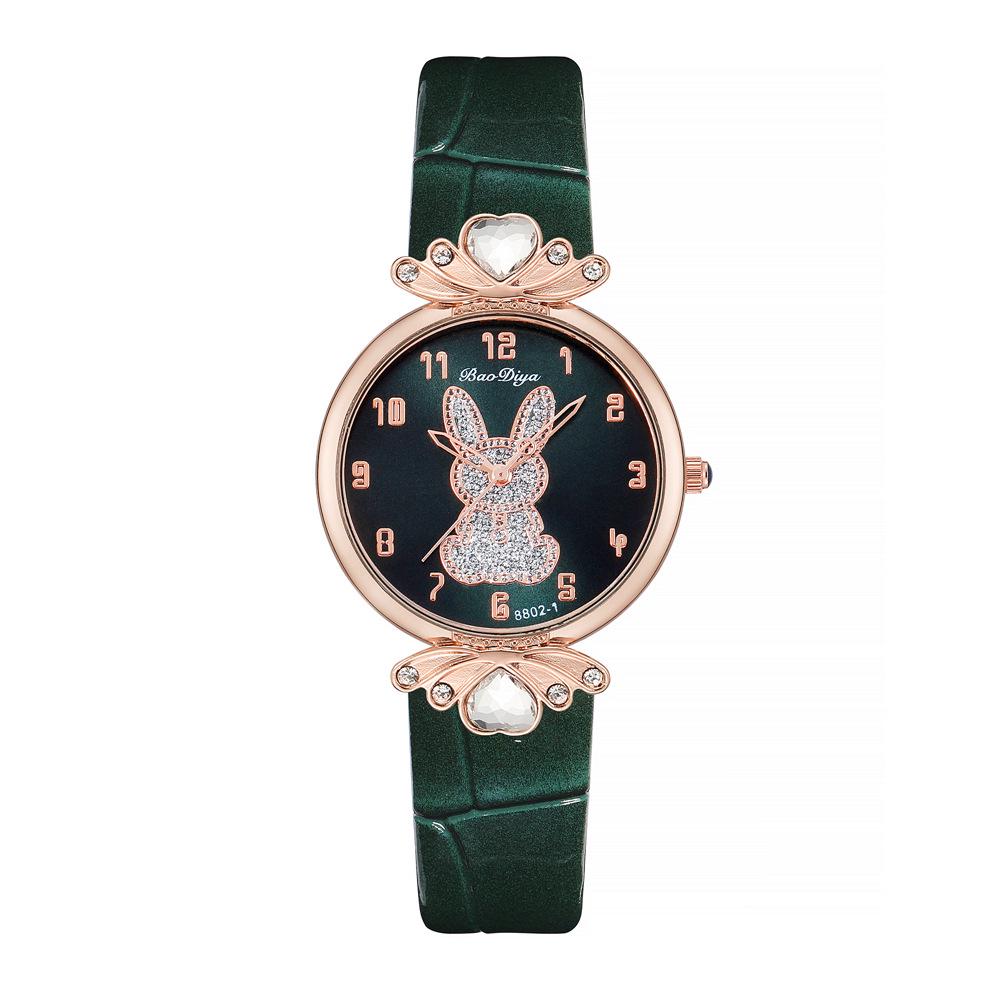 Orologio da polso al quarzo alla moda Douyin con fiocco, design di coniglio e quadrante digitale semplice