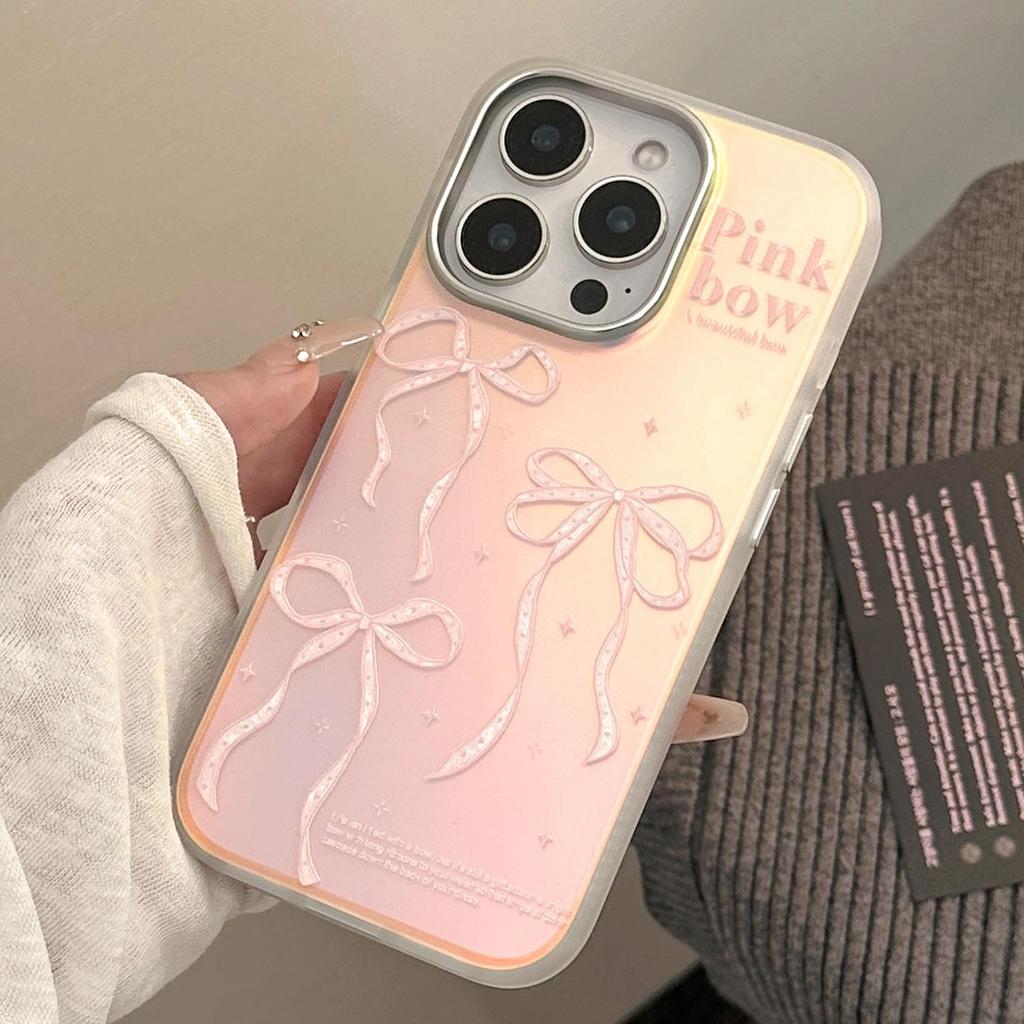 Art Pink Bow Case for iPhone 15 iPhone 16 Pro Max