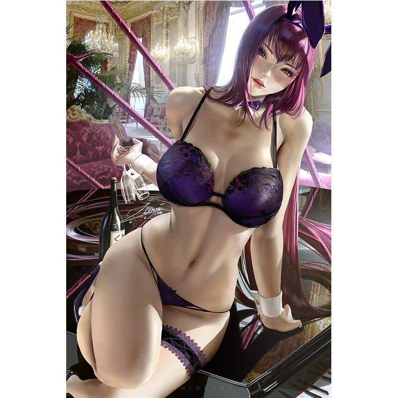 Print Canvas Games LOL Nine Tails Ahri Sexy Girl Art Poster Living Room Bedroom Hanging Picture