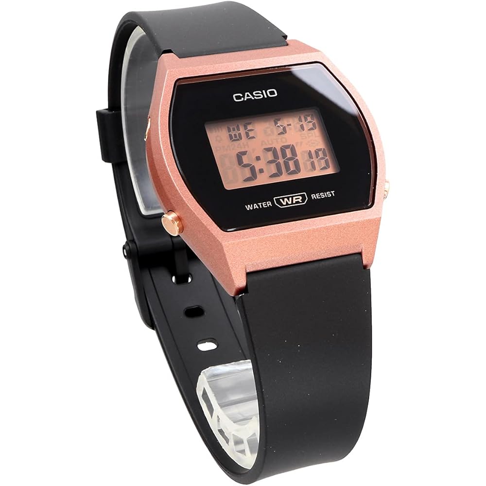 Casio Standard Digital Women's Watch LW-204-1A Black Rose Gold Color Boxed Model