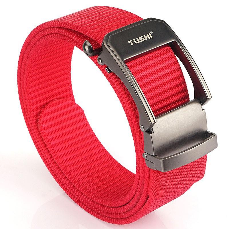 

Outdoor Automatic Buckle Knitted Elastic Nylon Belt Tooling Commuting Training Men s Pants 120cm красный