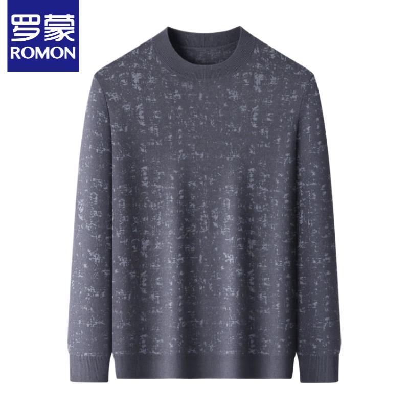 Luomeng Men's Silk & Wool Blend Round Neck Knitted Sweater